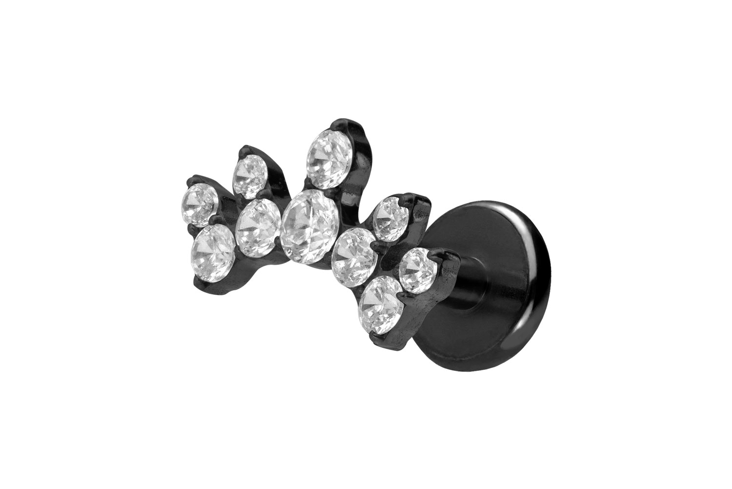 Titan Labret Piercing mit Push Fit KRISTALLBOGEN